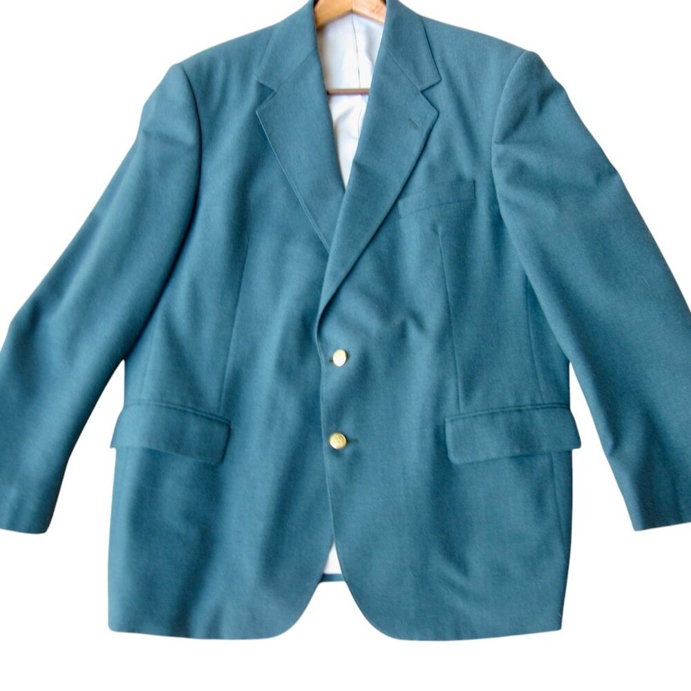 Vintage 90s Stafford Green Wool Blend Blazer 46L Masters St Patricks Christmas